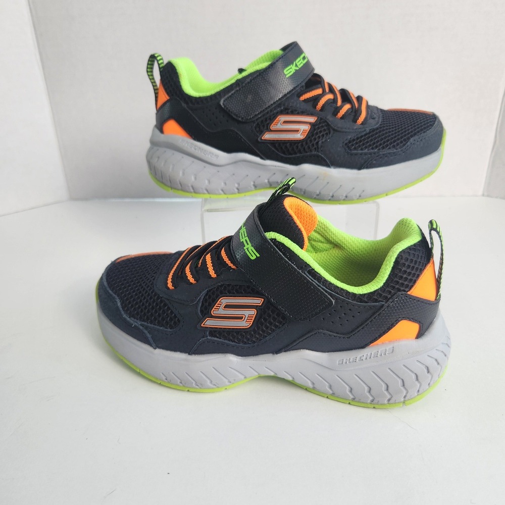 Skechers Boys Air-Cooled Memory Foam Sneakers Black Orange Green Size 13 403810L